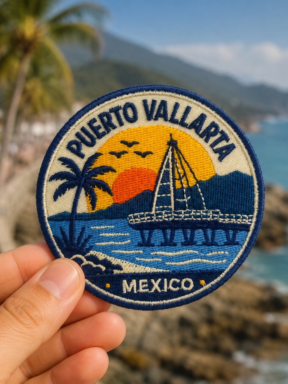 Puerto Vallarta Mexico Embroidered Iron-On Patch 3 Inch Travel Souvenir